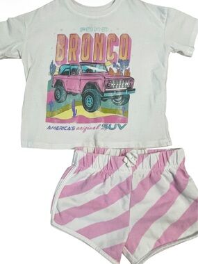 Ford White and Pink GirlsTerry Cloth Shorts And Top Set